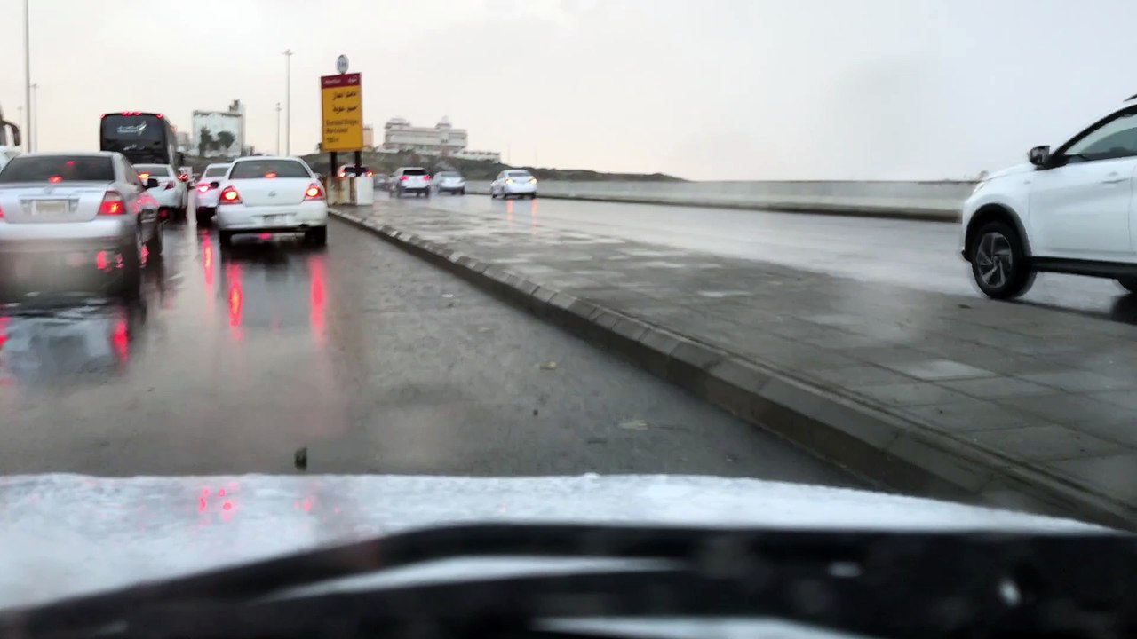 Walking on the roads with rain showers