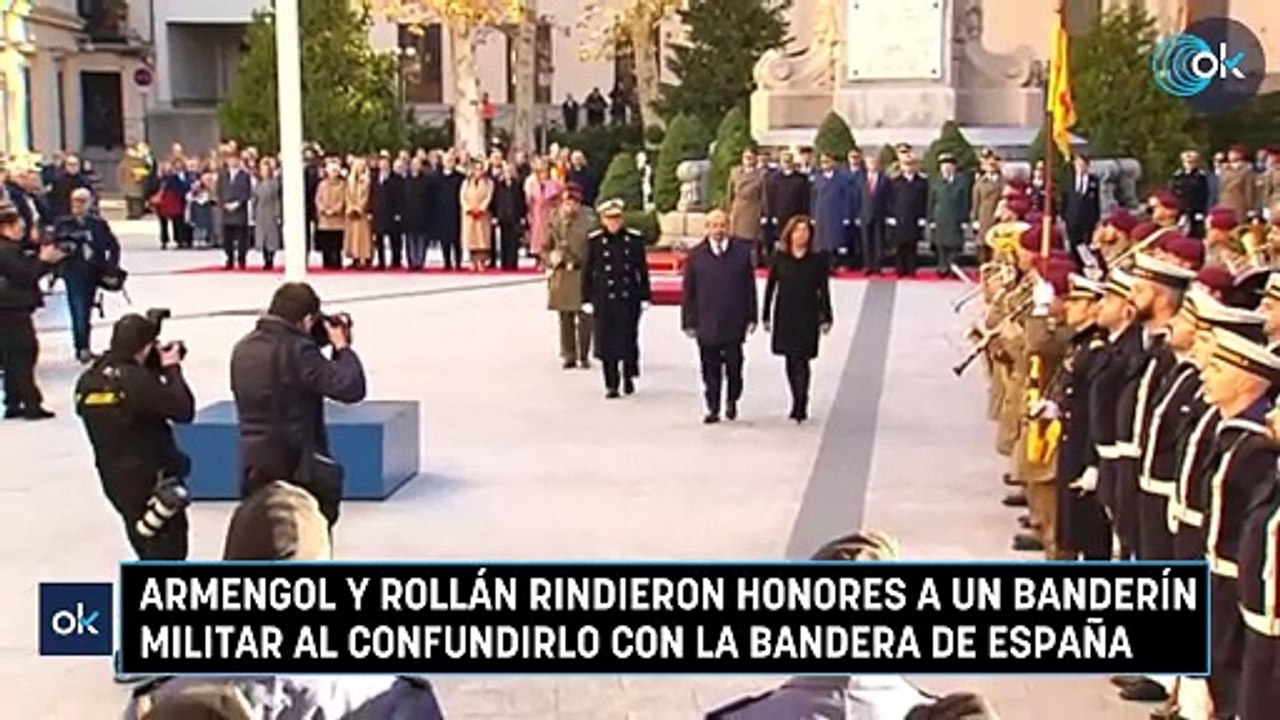 Armengol y Rollán rindieron honores a un banderín militar al confundirlo con la bandera de España
