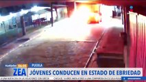 Jóvenes que conducían en estado de ebriedad en Puebla terminan estampados