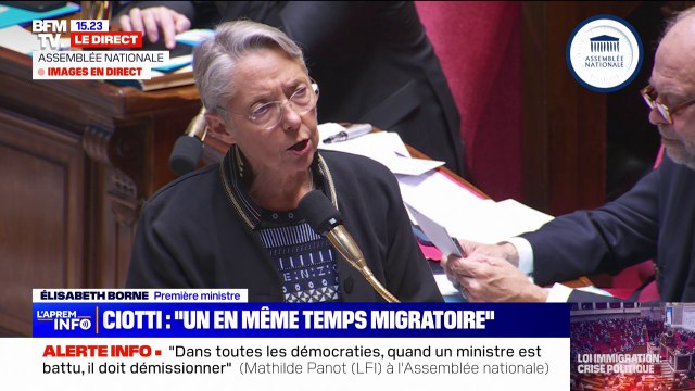 Motion de rejet contre la loi Immigration: Notre détermination ne faiblit pas pour chercher un compromis répond Élisabeth Borne à Éric Ciotti
