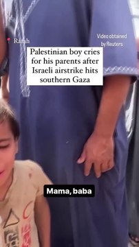 Palestinian boy cries for parents after Israeli airstrike in Gaza #hamas #israel #war