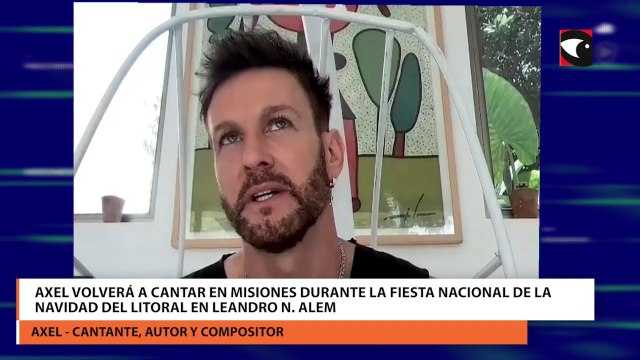 Axel volverá a cantar en Misiones durante la Fiesta Nacional de la Navidad del Litoral en Leandro N. Alem