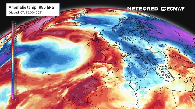 Anomalia temperature attese in Europa