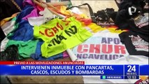 PNP Incauta escudos, bombas y cascos para la quinta 