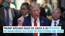 Trump apelará fallo de jueza a su petición de inmunidad en caso de elecciones del 2020