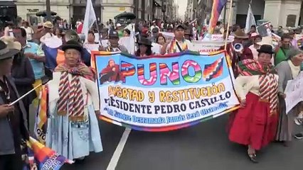 Miles marchan en Perú contra Boluarte un año después de su llegada al poder