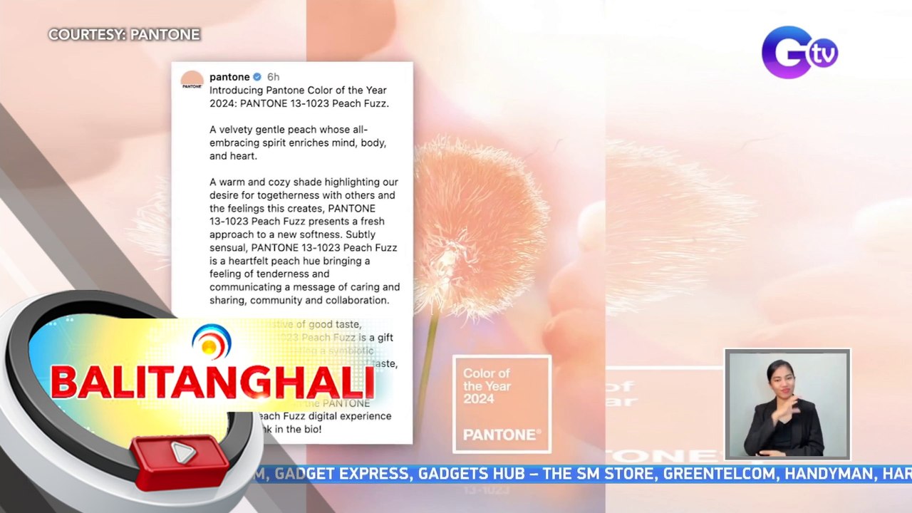 "Peach Fuzz," napiling kulay para sa 2024 ng Pantone Color Institute | BT