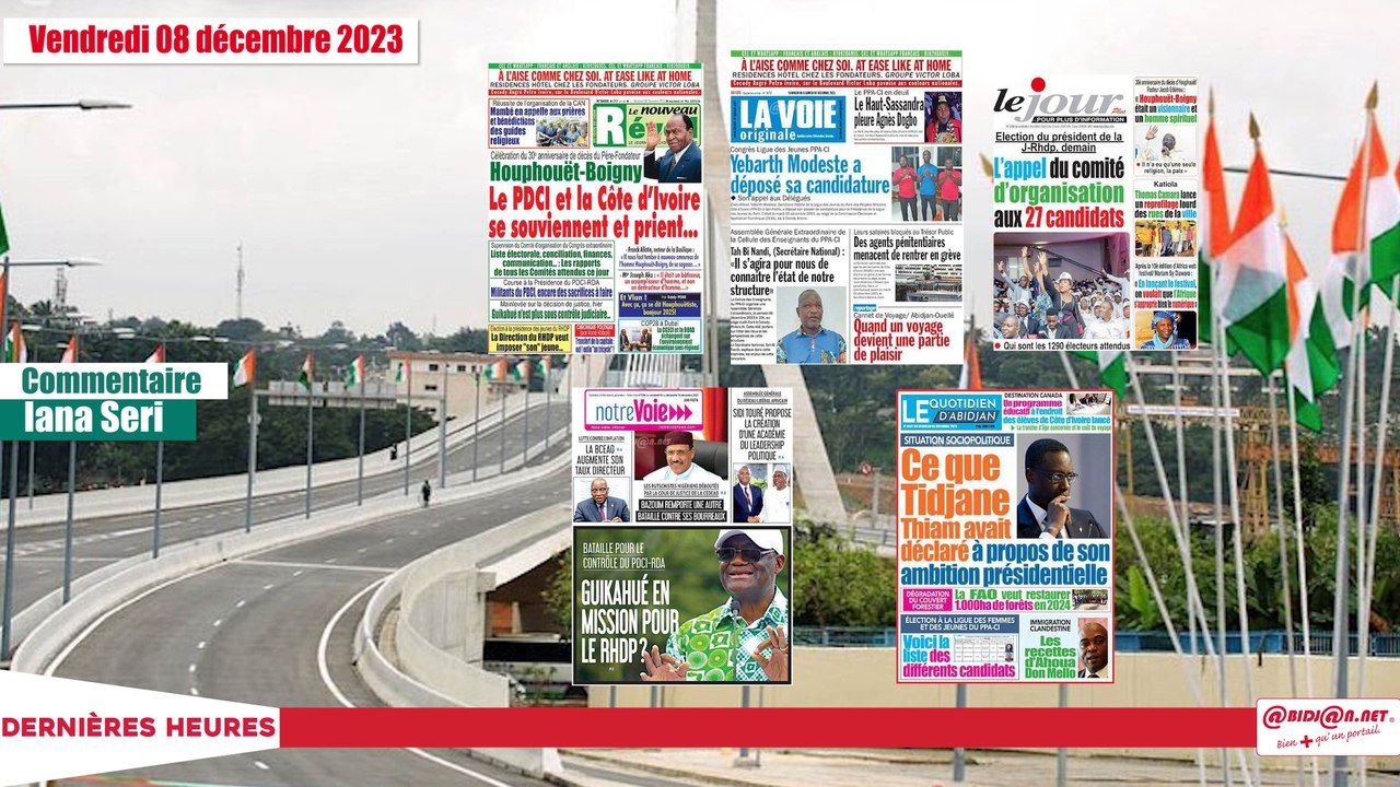 titrologue du vendredi 8 décembre 2023/titrologue 8 décembre 2023/ Célébration du 30e anniversaire de décès de Félix Houphouët-Boigny