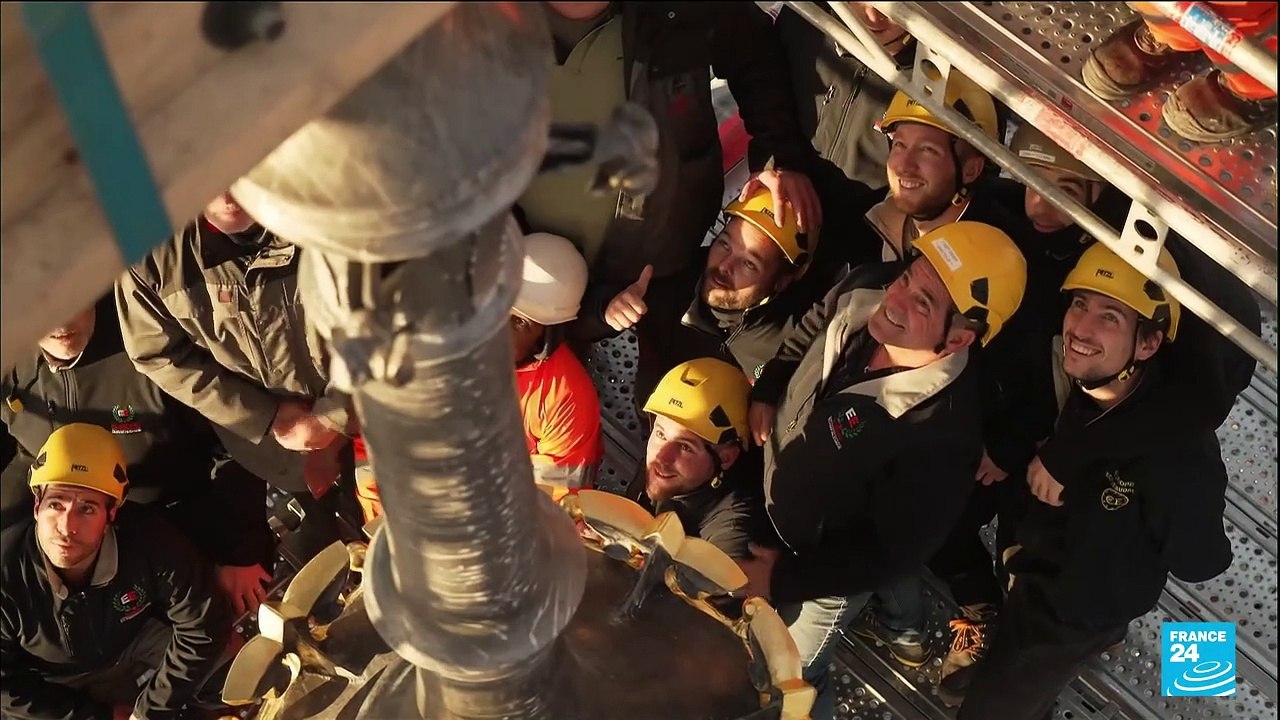 Macron visits Notre Dame Cathedral to mark rebuilding progress