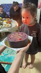 Birthday Girl Tries To Put Out A Candle With Her Eyes