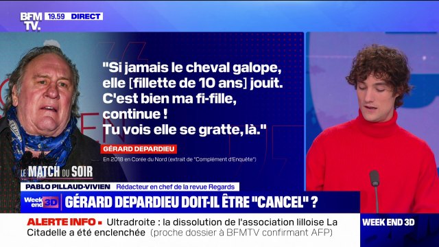 LE MATCH DU SOIR - Pablo Pillaud-Vivien sur Gérard Depardieu: Il n'y a pas de monstres sacrés. Il y a des personnes qui commettent des crimes et des délits, qui disent des choses absolument pas audibles