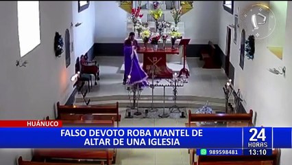 Huánuco: falso feligrés roba mantel del altar de iglesia