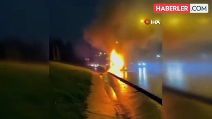 TEM Otoyolu'nda tır alev alev yandı