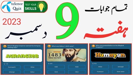 What was the name of Akbar's third wife?| 9 December 2023 Today My Telenor App Questions and Answers