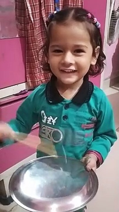 Cute Trishu ringing bell on plate -dm