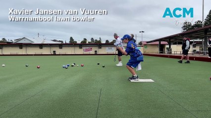 Lawn bowls: 11-year-old player Xavier Jansen van Vuuren
