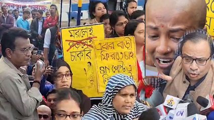 এসএলএসটির ধর্নামঞ্চে কুণাল ঘোষ! দেখা মাত্রই ‘চোর চোর’ স্লোগান চাকরিপ্রার্থীদের