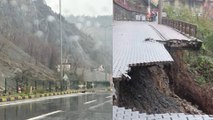 Zonguldak'ta heyelan; hastane yolu çöktü