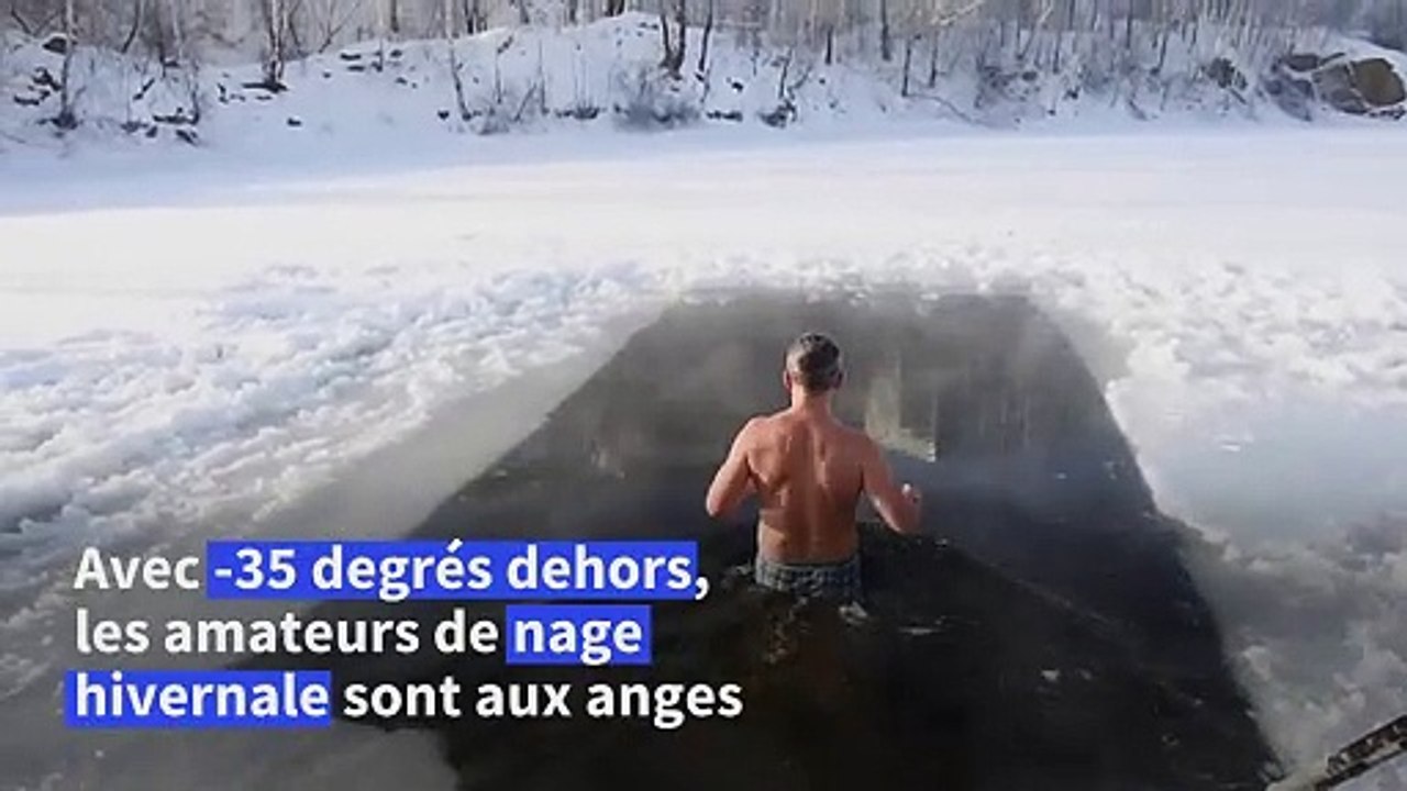 En Russie, par -35 degrés, des amateurs se jettent dans l'eau glacée