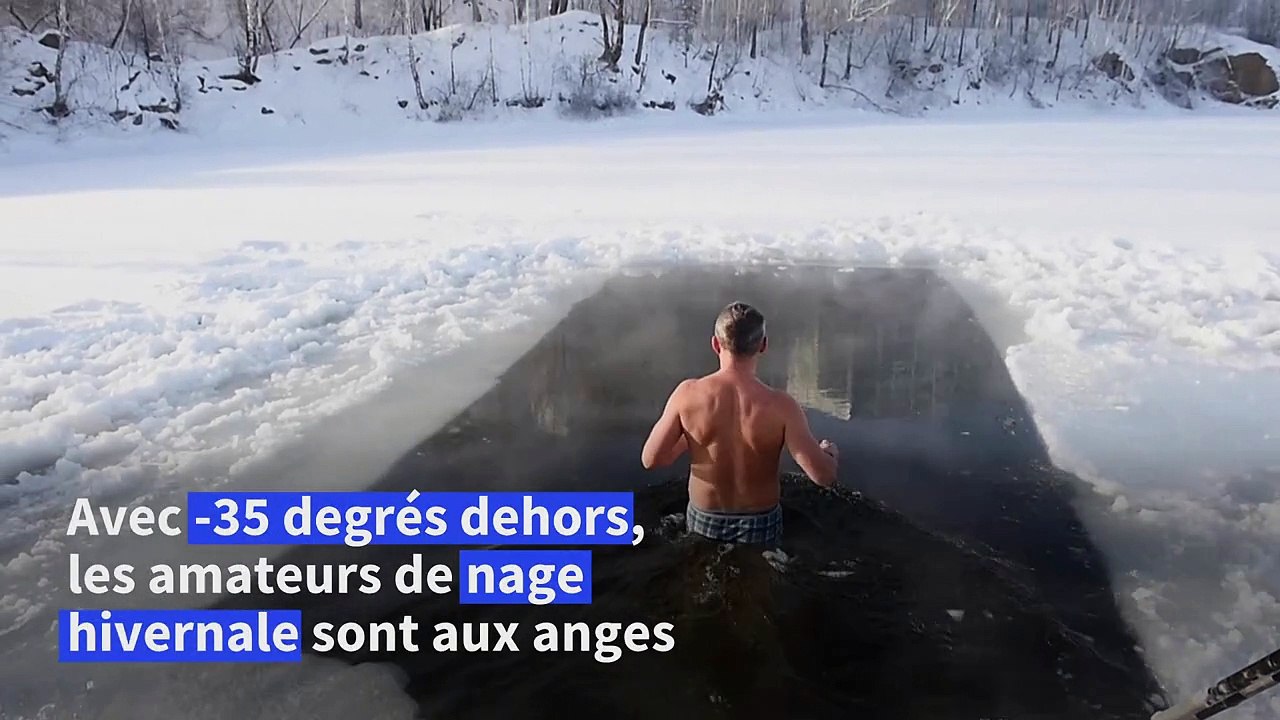 En Russie, par -35 degrés, des amateurs se jettent dans l'eau glacée