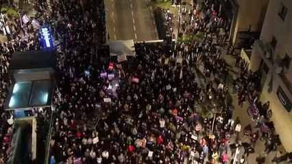 in Tel Aviv.  Growing protest to depose Netanyahu.