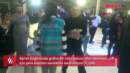 Dudak uçuklatan milyonluk düğün! Geline bir valiz dolusu altın takıldı