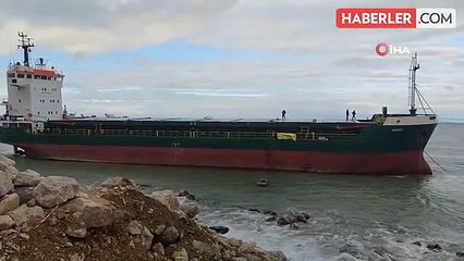 Kastamonu'da karaya oturan geminin çekilmesi için çalışma başlatıldı