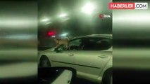 Ankara'da bir köpeğin arabanın camından çıkarak yaptığı yolculuk cep telefonu kamerasına yansıdı