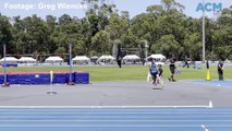 Christian Callcut jumps at the Australian All Schools Athletics Championships