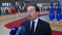 Albares ofrece declaraciones a su llegada al consejo de Exteriores de la UE