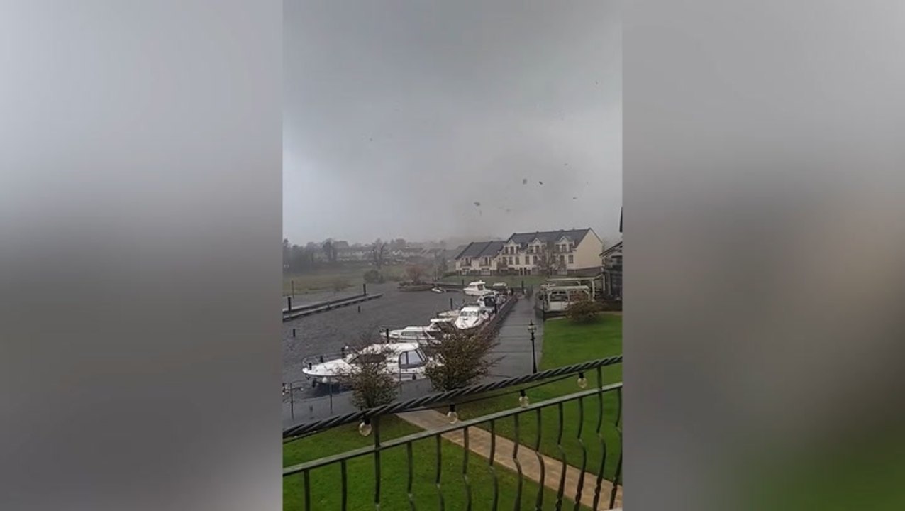 Watch ‘tornado’ sweep through Irish village destroying homes and cars in its path