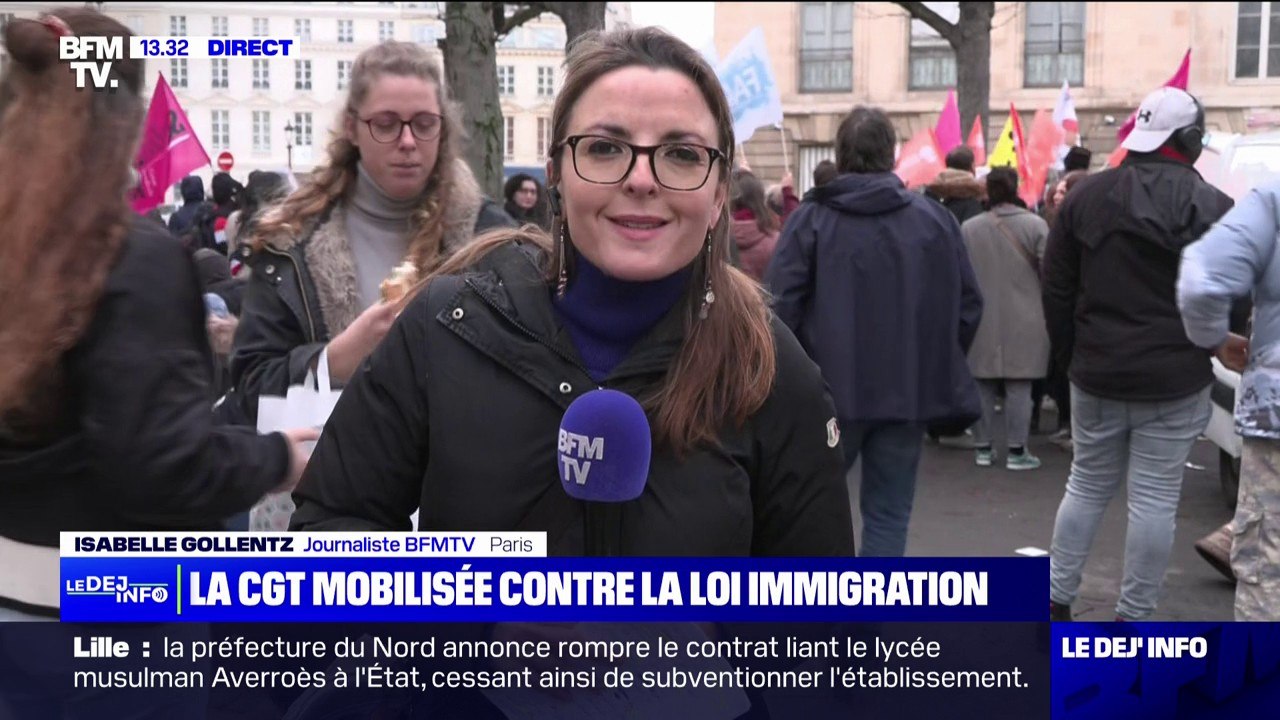 Une manifestation a lieu à Paris à l'appel de la CGT contre la loi immigration qui arrive à l'Assemblée nationale ce lundi