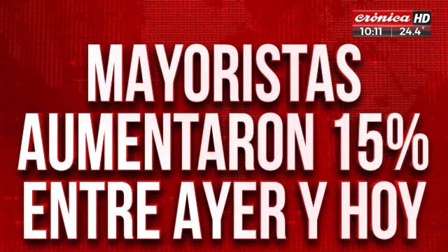 Supermercados mayoristas amentaron un 15% entre ayer y hoy