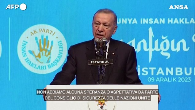 Erdogan: Consiglio sicurezza Onu e' diventato il consiglio di protezione israeliano