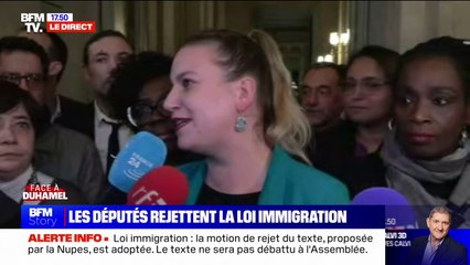 Motion de rejet du projet de loi immigration: "Nous allons épargner au pays deux semaines de discours xénophobes et racistes", affirme Mathilde Panot (LFI)