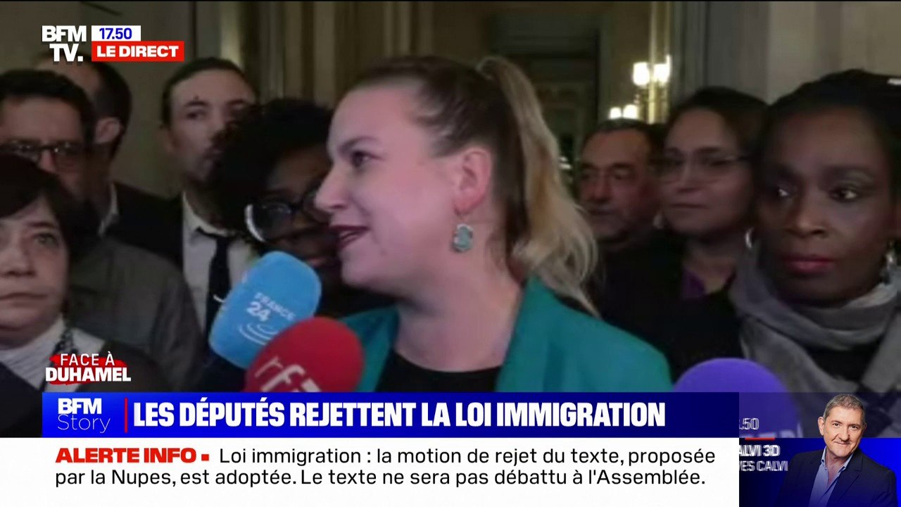 Motion de rejet du projet de loi immigration: "Nous allons épargner au pays deux semaines de discours xénophobes et racistes", affirme Mathilde Panot (LFI)