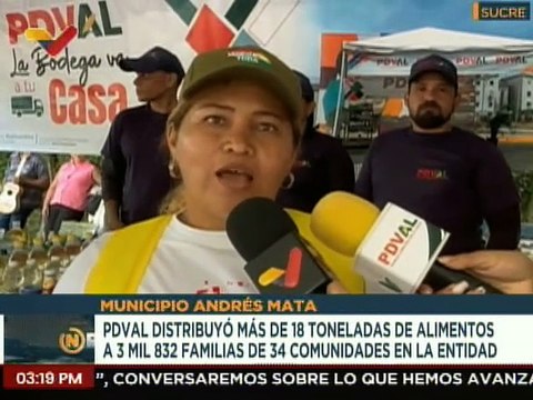 Sucre | Más de 18 toneladas de alimentos son distribuidas por PDVAL en el municipio Andrés Mata