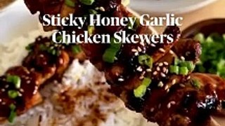 Sticky Honey Garlic Chicken Skewers