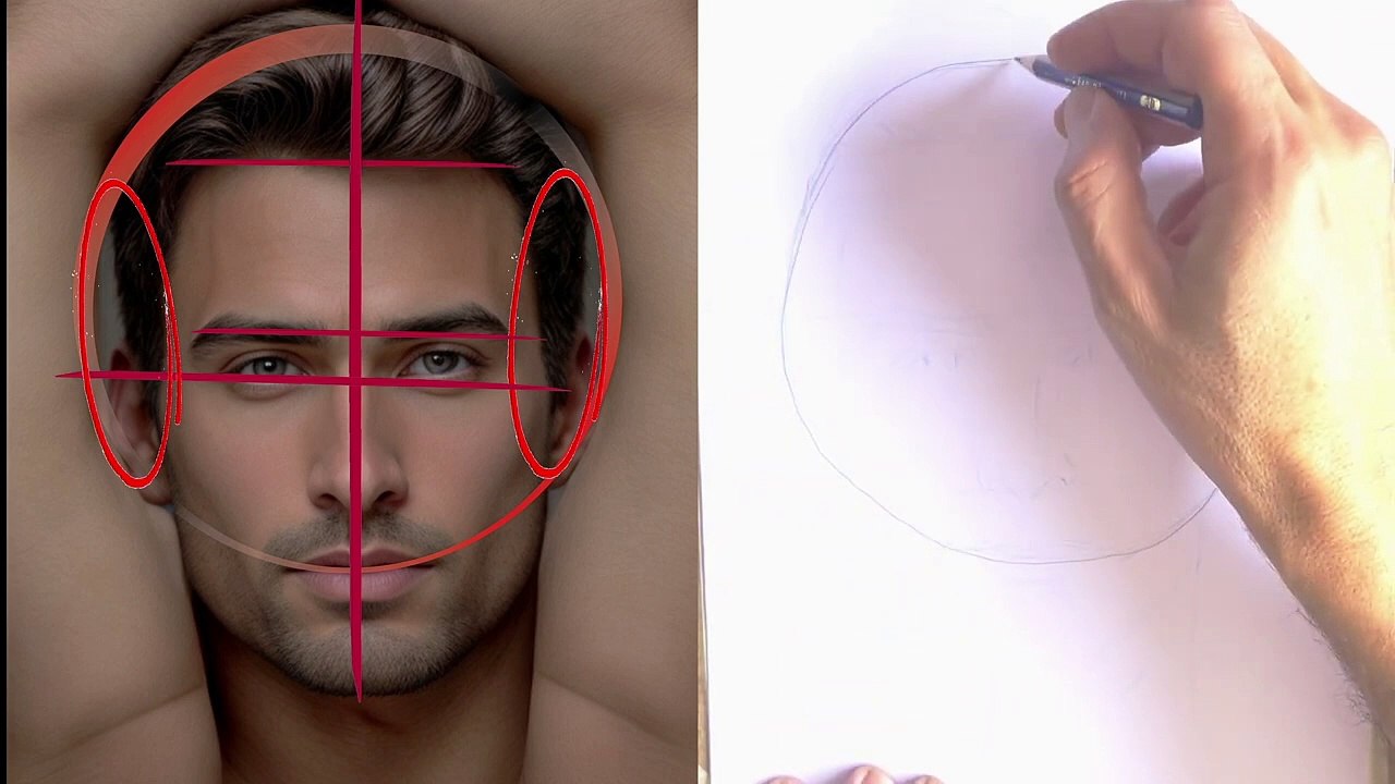 Complete Shading Process of a Face in Real Time, Pencil Drawing step by step