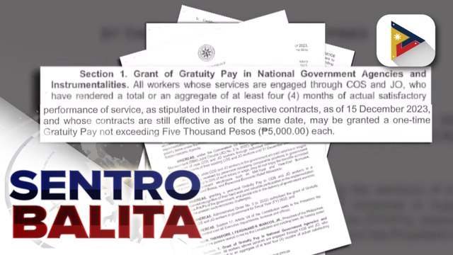 Mga COS at JO workers ng pamahalaan, makatatanggap ng gratuity pay;