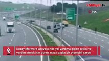 Kuzey Marmara Otoyolu’nda 3 aracın karıştığı kaza kamerada