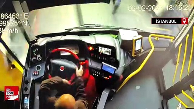 Bahçelievler’de İETT otobüsü kazası kamerada