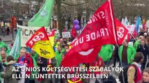 Ezrek tüntettek Brüsszelben az uniós költségvetési szigor ellen