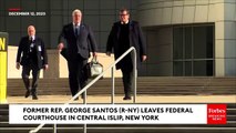 Reporters Yell Questions At George Santos As He Leaves Federal Court