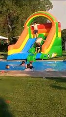 Man Overturns Inflatable Slide
