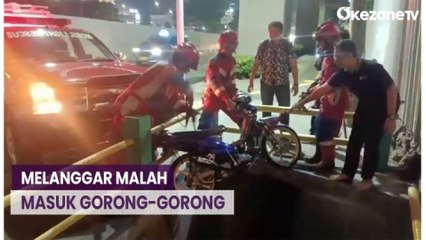 Melaju Lawan Arah di Atas Trotoar, Pemotor Masuk Gorong-Gorong di Pancoran