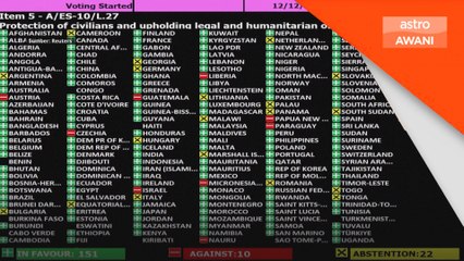 Malaysia sokong resolusi gencatan senjata UNGA di Gaza