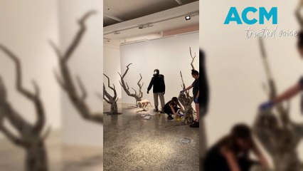 BRAG's latest exhibit 'CONFLATED' features inflatable artwork seen here being set up.