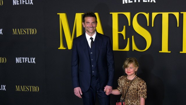 Bradley Cooper with Daughter Lea De Seine attend Netflix's Maestro Los Angeles special screening black carpet