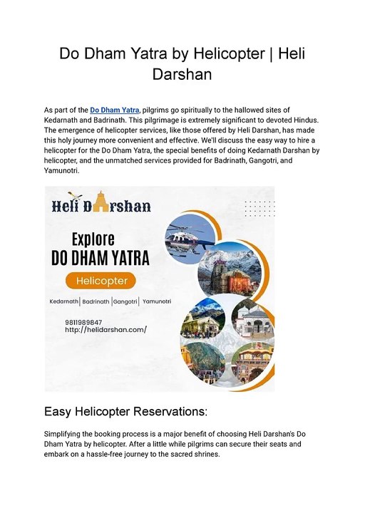Do Dham Yatra by Helicopter | Heli Darshan